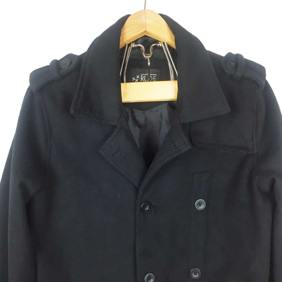 RUDE Jackets & Coats Rude Hot Topic Wool Black Double Breasted Coat